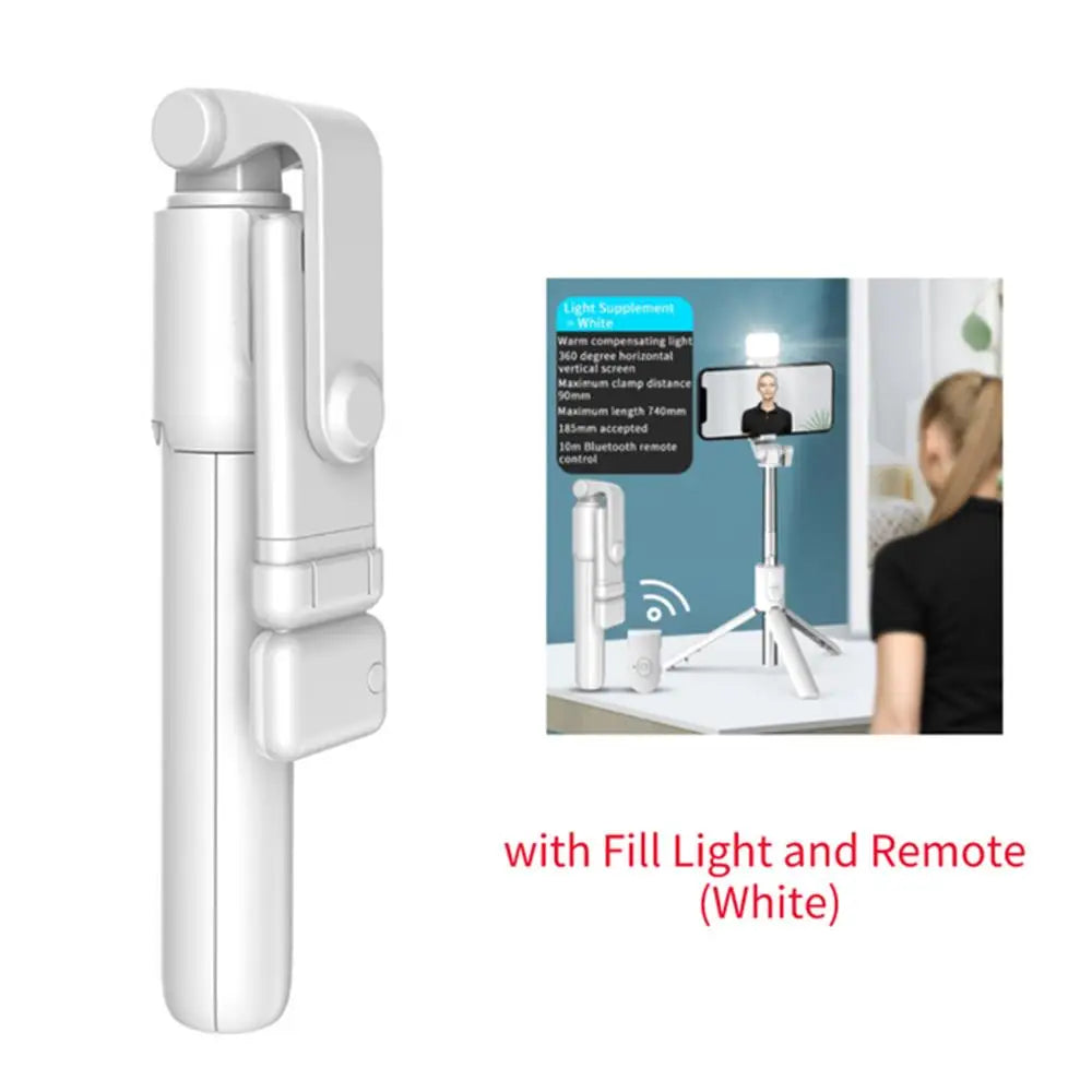 Portable Bluetooth Selfie Stick Tripod – Extendable Phone Holder with Remote & Fill Light