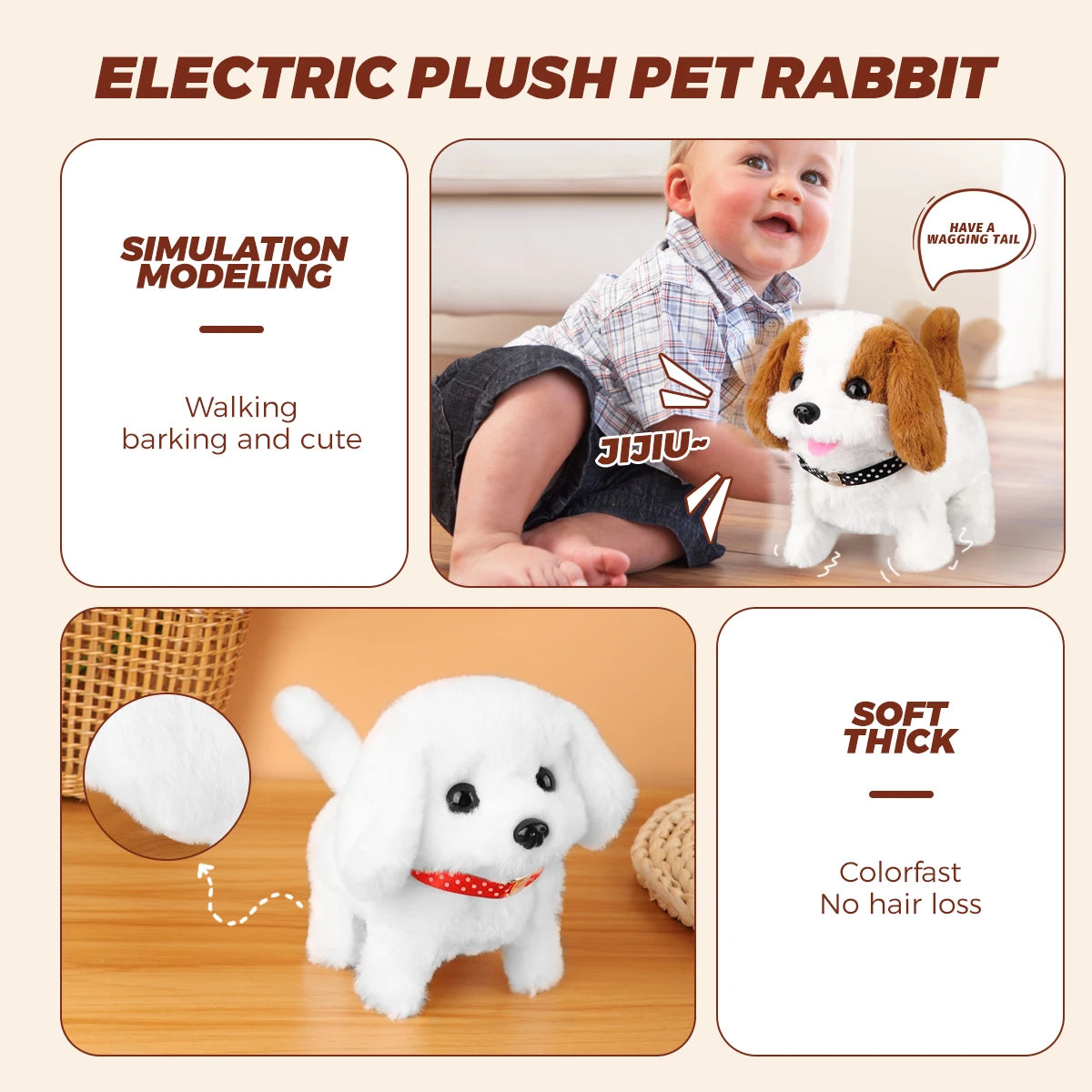 Plush Electric Puppy Toy – Walking, Barking, Nodding Dog for Kids Gifts 🐶🎁