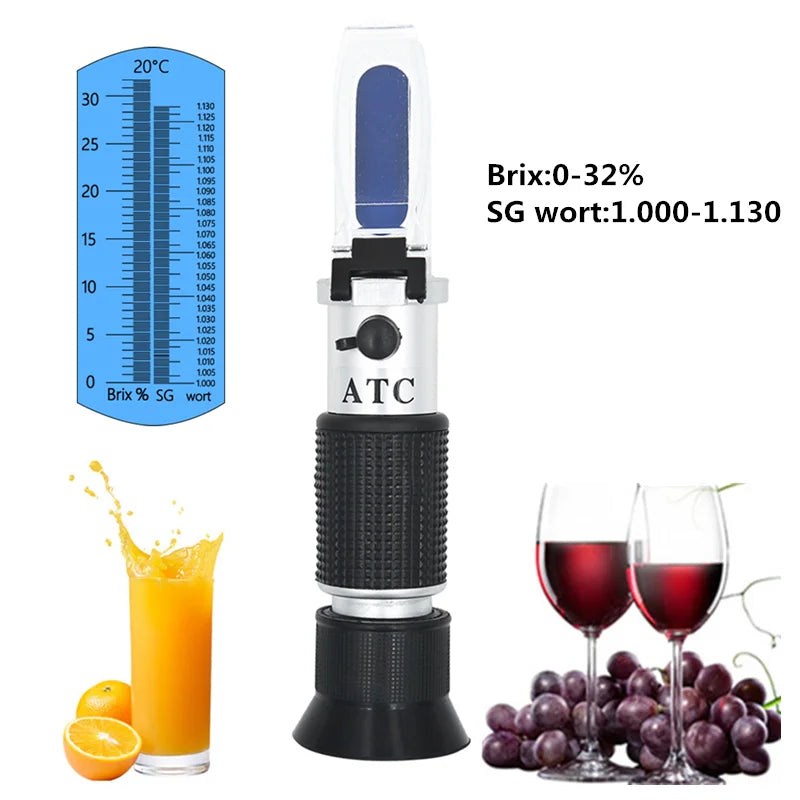 Beer & Wine Wort Refractometer – 0-32% Brix, 1.000-1.120 SG