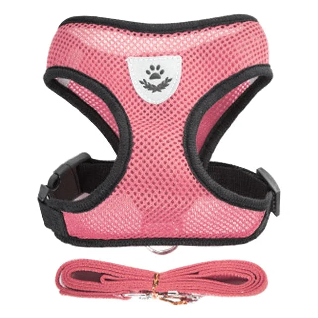 Cat & Dog Harness Vest – Adjustable Mesh Leash Collar for Small to Medium Pets