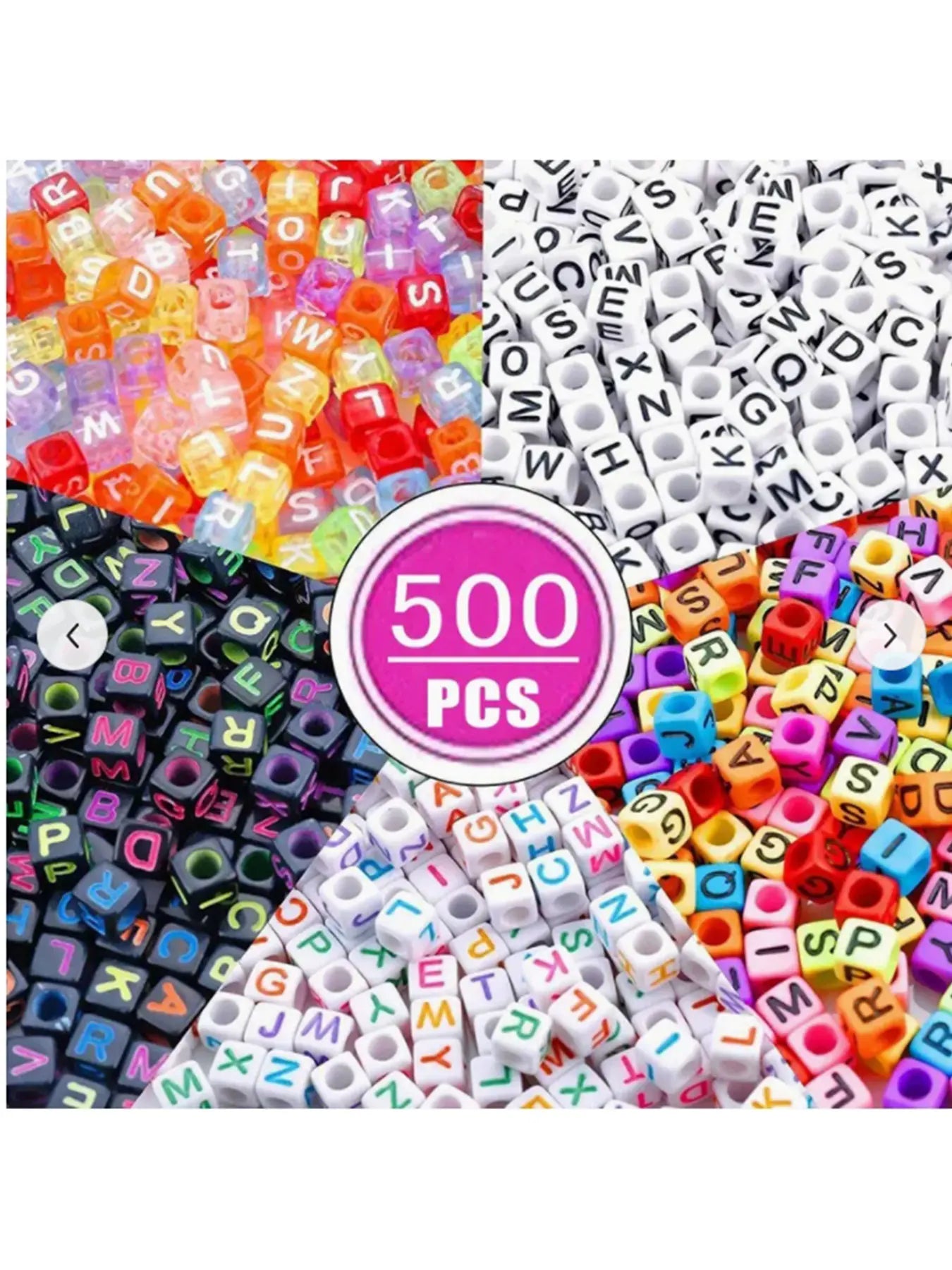 500/100pcsAcrylic Alphabet Cube Beads, Assorted A-Z Letter Spacer Beads for Bracelet, Necklace DIY Jewelry Making Craft Supplies
