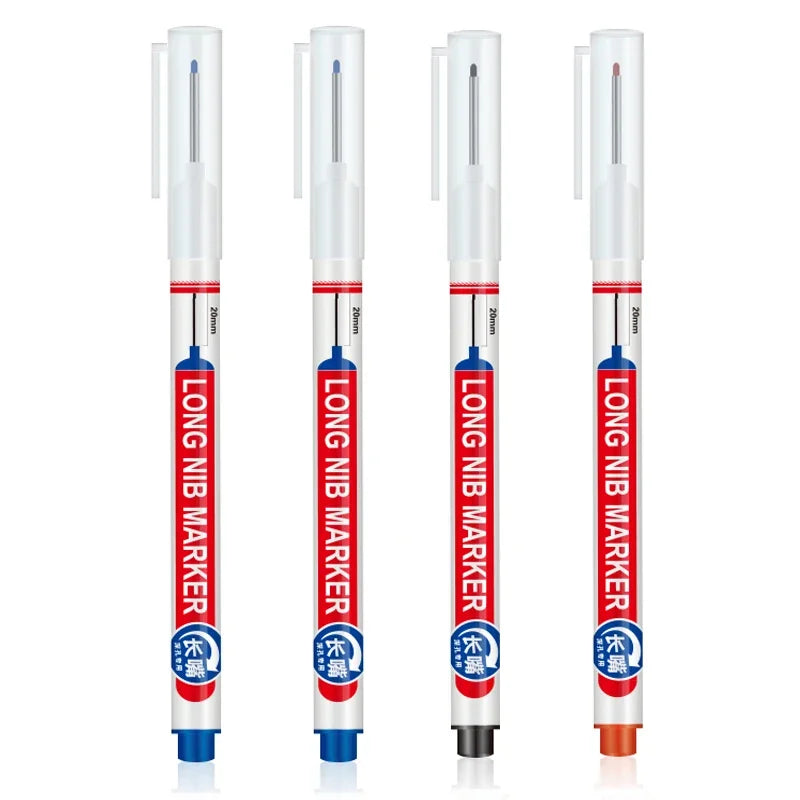 4Pcs/Set 20mm Deep Hole Long Nib Head Markers For Metal Perforating Pen Waterproof Bathroom Woodworking Decoration Multi-Purpose
