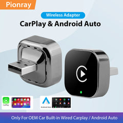 Pionray 2-in-1 Wireless CarPlay & Android Auto Adapter – 5GHz WiFi, USB/Type-C Plug & Play