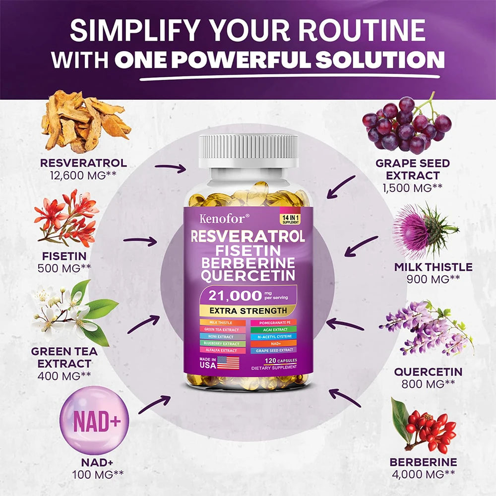 Resveratrol NAD+ Grape Seed & Berberine Capsules