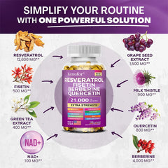 Resveratrol NAD+ Grape Seed & Berberine Capsules