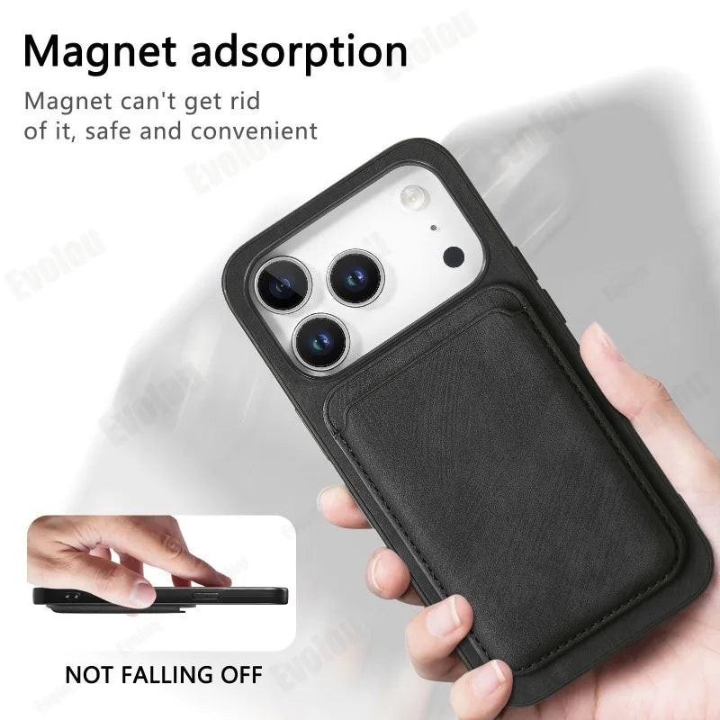 MagSafe 2-in-1 Leather Case for iPhone 17/17 Pro Max – Magnetic Wallet Cover 📱👝