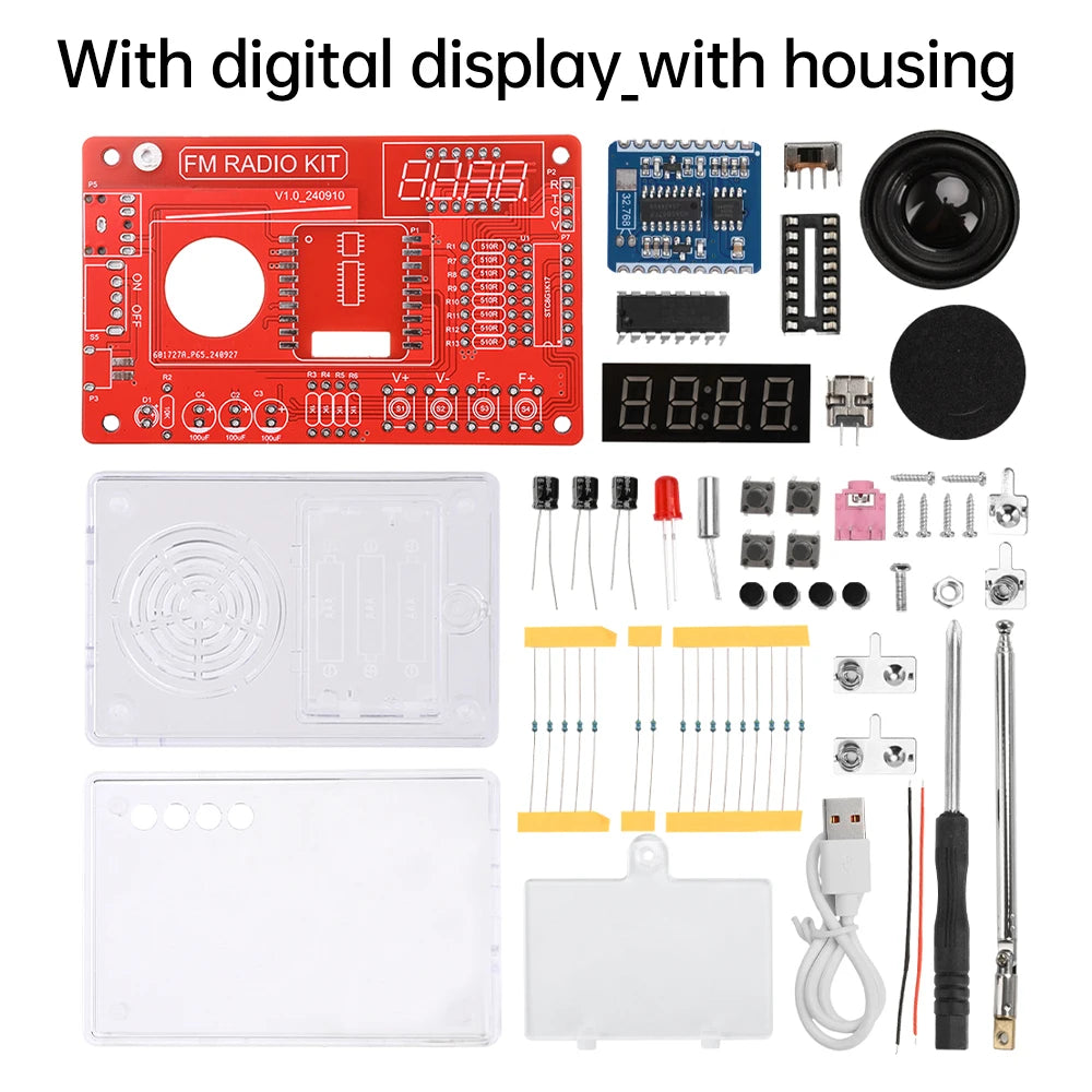 RDA5807 87-108MHZ FM Radio DIY Kit Welding Practice Parts Simple/with Digital Display Micro USB