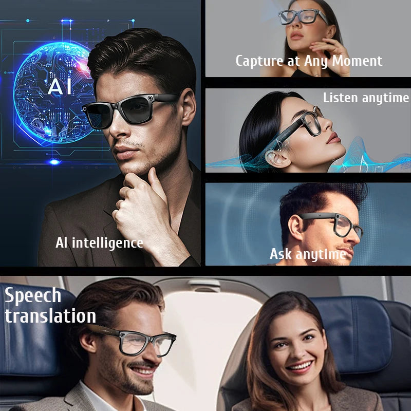 AI Smart Glasses with 800W Camera, Video Recording, Bluetooth Call & Translation 🕶️📸