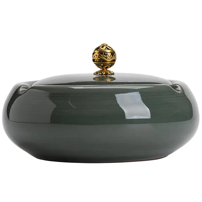 European Ceramic Ashtray with Lid – Creative Home & Office Decor
