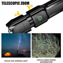 Powerful LED Flashlight – Rechargeable, Waterproof, Zoom, 100000 Lumens Tactical Light