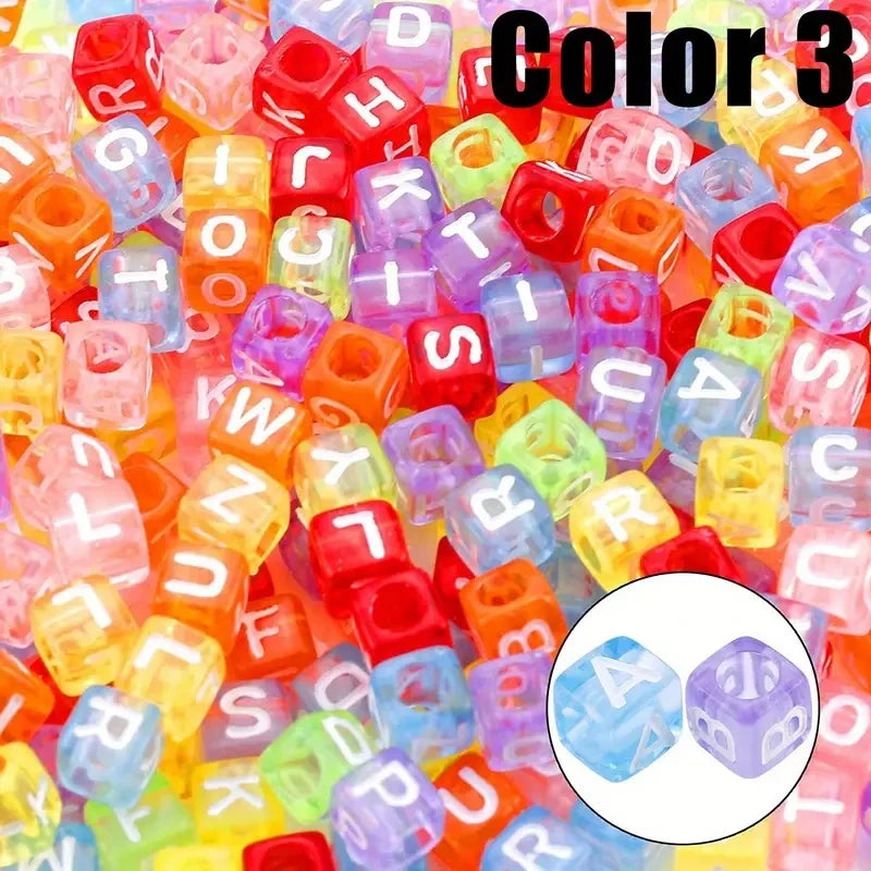 500/100pcsAcrylic Alphabet Cube Beads, Assorted A-Z Letter Spacer Beads for Bracelet, Necklace DIY Jewelry Making Craft Supplies