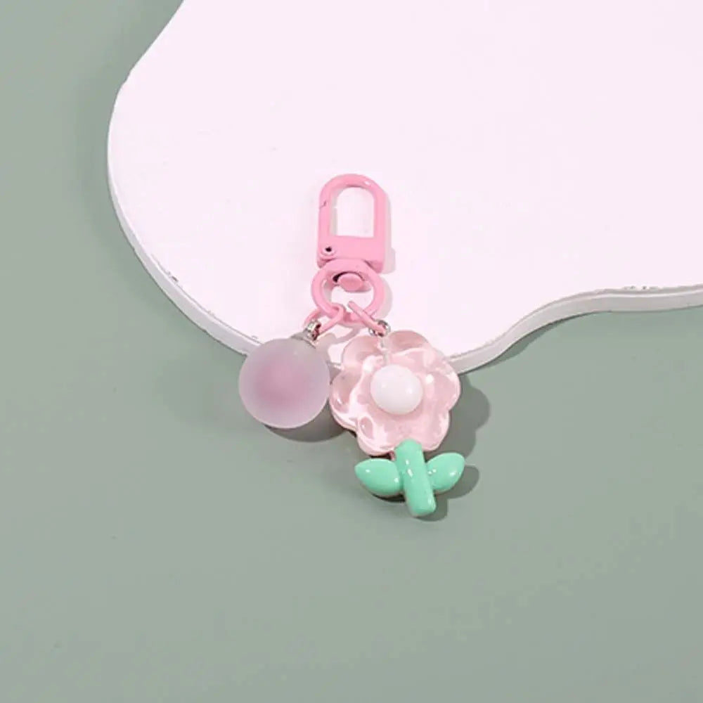 Fashion Key Chains Bag Hanging Pendant Car Keyring Cute Mini Flower Keychain Kawaii Colorful Resin Floral Key Ring