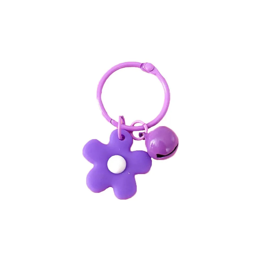 Fashion Key Chains Bag Hanging Pendant Car Keyring Cute Mini Flower Keychain Kawaii Colorful Resin Floral Key Ring