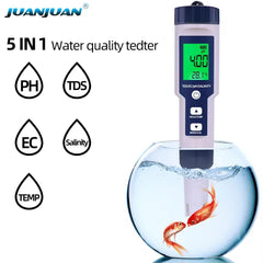 5-in-1 Digital PH/TDS/EC Meter Pen – Aquarium Water Tester with Backlight