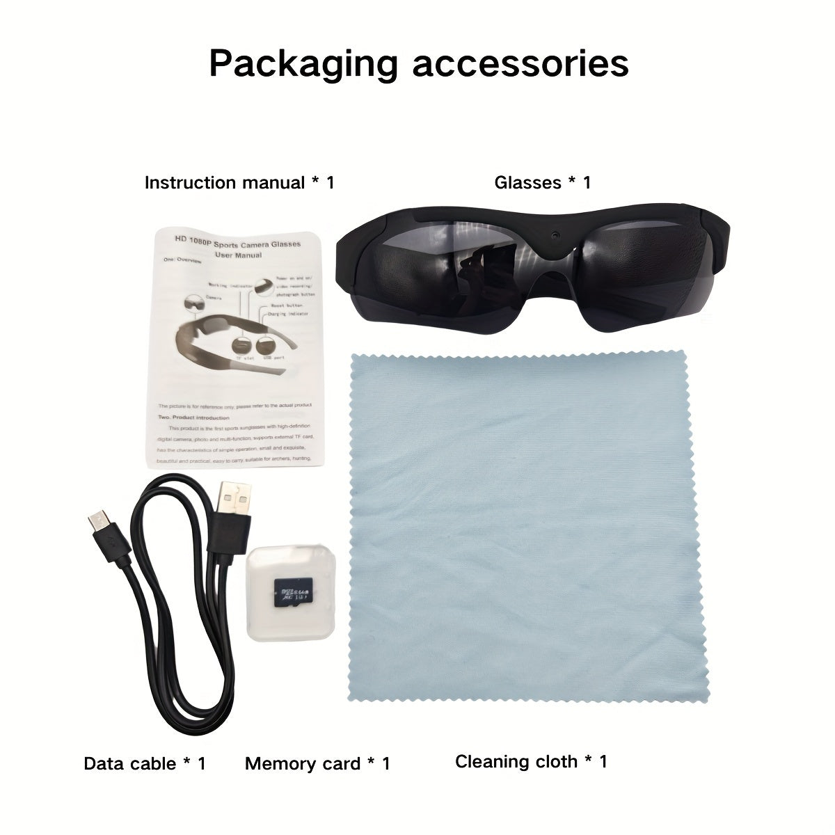 Smart Glasses 1080P – Built-in Body Camera, 32GB Memory